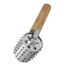 Stainless Steel Meat Tenderizer Tool with Ergonomic Wooden Handle for Beef Pork Chicken Steak