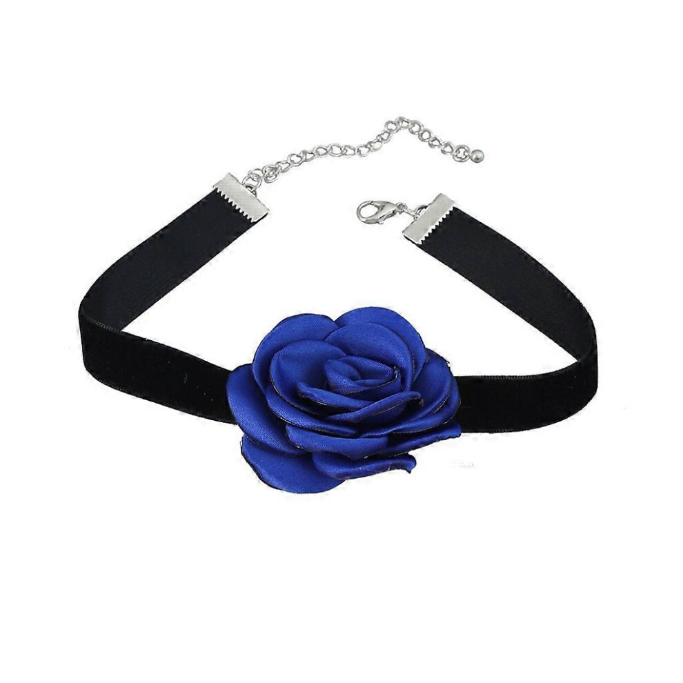 (As Show, Light Blue) Bohemian Exaggerated Romantic- Flower Necklace Velvets Elegant Clavicle Chain 5213747862083