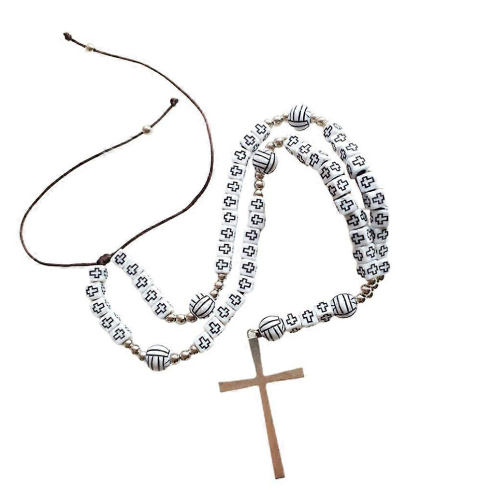 (As Show, 3) Vintage Cross Rosary Beads Necklace With Pendant Long Chain Chocker Necklace 3242242681778