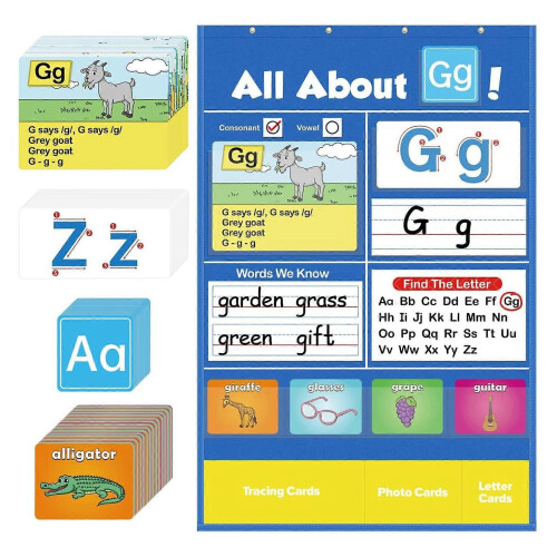 Alphabets Learning Pocket Chart Letter Recognition Tool Letter Tracing ondersteunt vroege geletterdheid / interactieve hulp