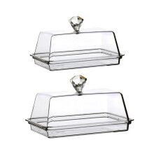 Butter Dish with Lid, Clear Acrylic, Keeps Butter Fresh, EasyGrip Handle, Kitchen and Breakfast Use
