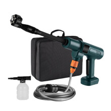 Cordless Pressure Washer for Cars with 6in1 Nozzle and 5m Hose, US Plug, 1 Battery, Dark Green
