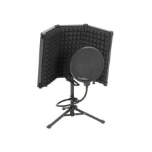 Recording Studio Microphone Pop Filter with Tripod Mount, Foldable and Adjustable Recording Equipment, Black