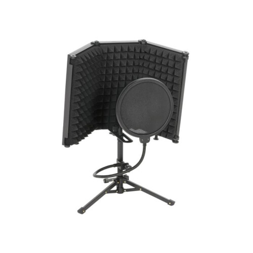 Recording Studio Microphone Pop Filter with Tripod Mount, Foldable and Adjustable Recording Equipment, Black