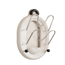 Pot Lid Holder with Drip Tray, SpaceSaving Wall Mounted DualLayer Lid Organizer for Kitchen, White 30x25x10cm
