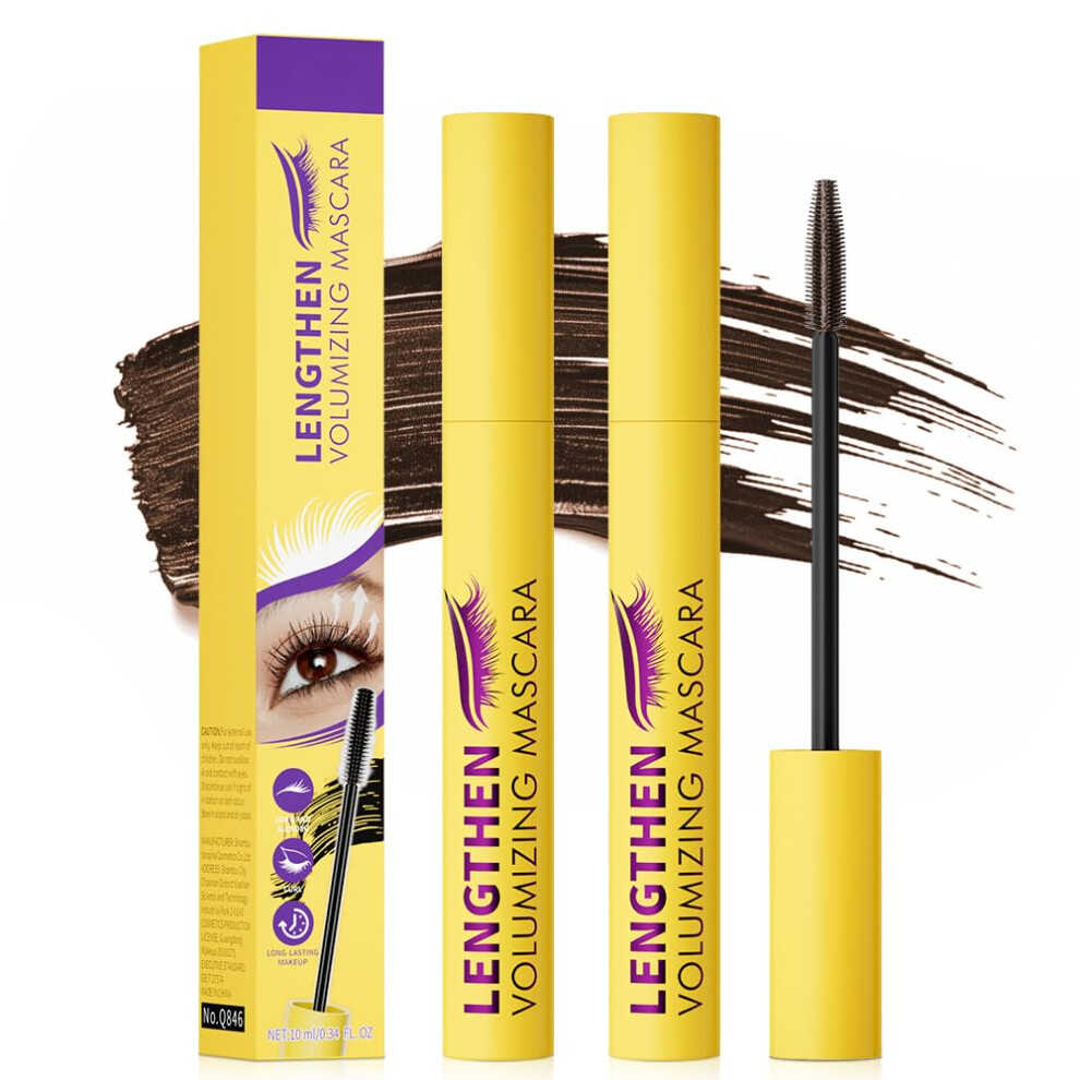 Brown 2025 Waterproof Volumizing Mascara For Sensitive Eyes, Clump Long Lash Enhancer (2Pcs)