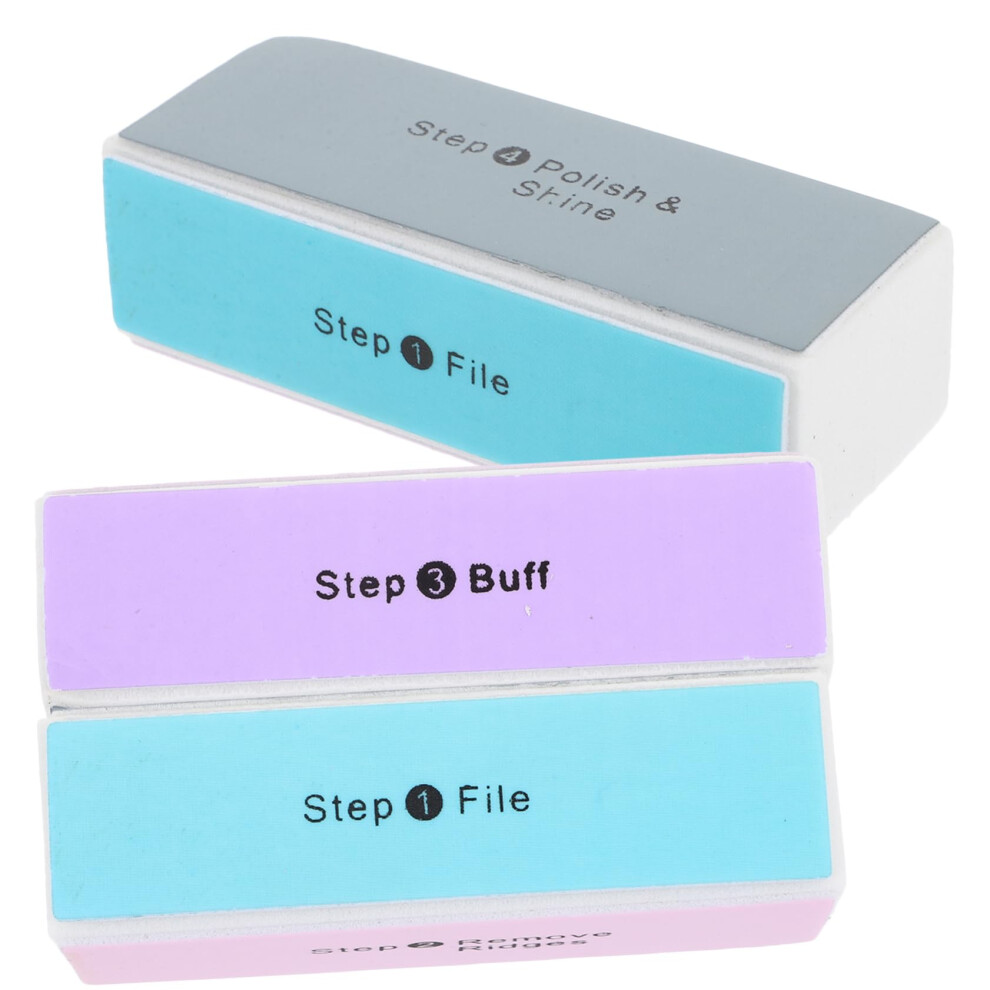 3Pcs Nail Buffing and Polishing Blocks MultiGrit Professional Nail Buffer for Smooth Manicure Finish Random Color