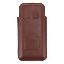 Leather Cigar Case Travel Humidor Holds 3 Cigars Brown Durable Design with Moisture Control