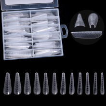 120Pcs Dual Nail Forms Poly Nail Extension Set, Full Size Range, Clear Oval Snake Pattern