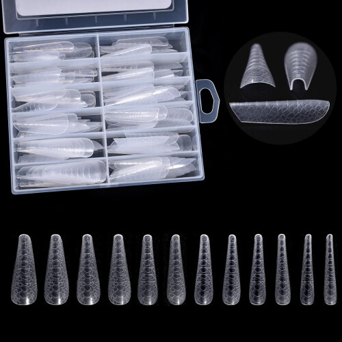120Pcs Dual Nail Forms Poly Nail Extension Set, Full Size Range, Clear Oval Snake Pattern