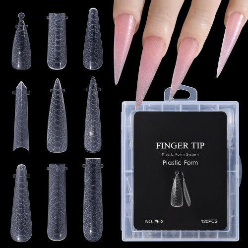120Pcs Dual Nail Forms Poly Nail Extension Set, Full Size Range, Clear Oval Snake Pattern 1