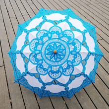 Wedding Lace Parasol Fuchsia and White Lace Bridal Umbrella UV Protection 1920s Style