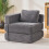 Living And Home Folding Sofa Bed with Pillow, Grey 1
