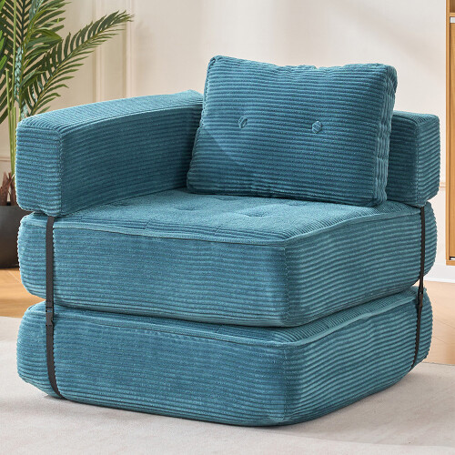 Living And Home Folding Sofa Bed with Pillow, Blue