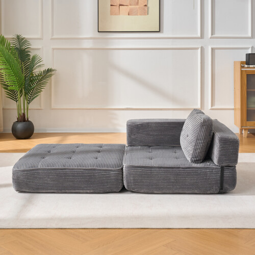 Living And Home Folding Sofa Bed with Pillow, Grey 2