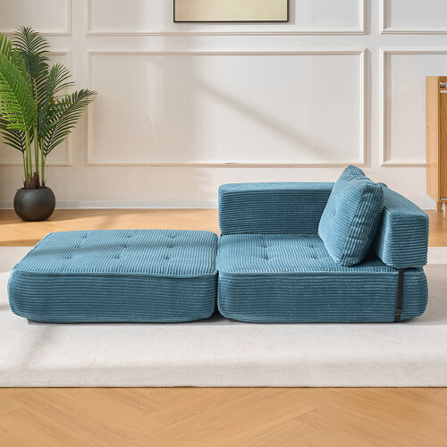 Living And Home Folding Sofa Bed with Pillow, Blue 2