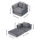 Living And Home Folding Sofa Bed with Pillow, Grey 6