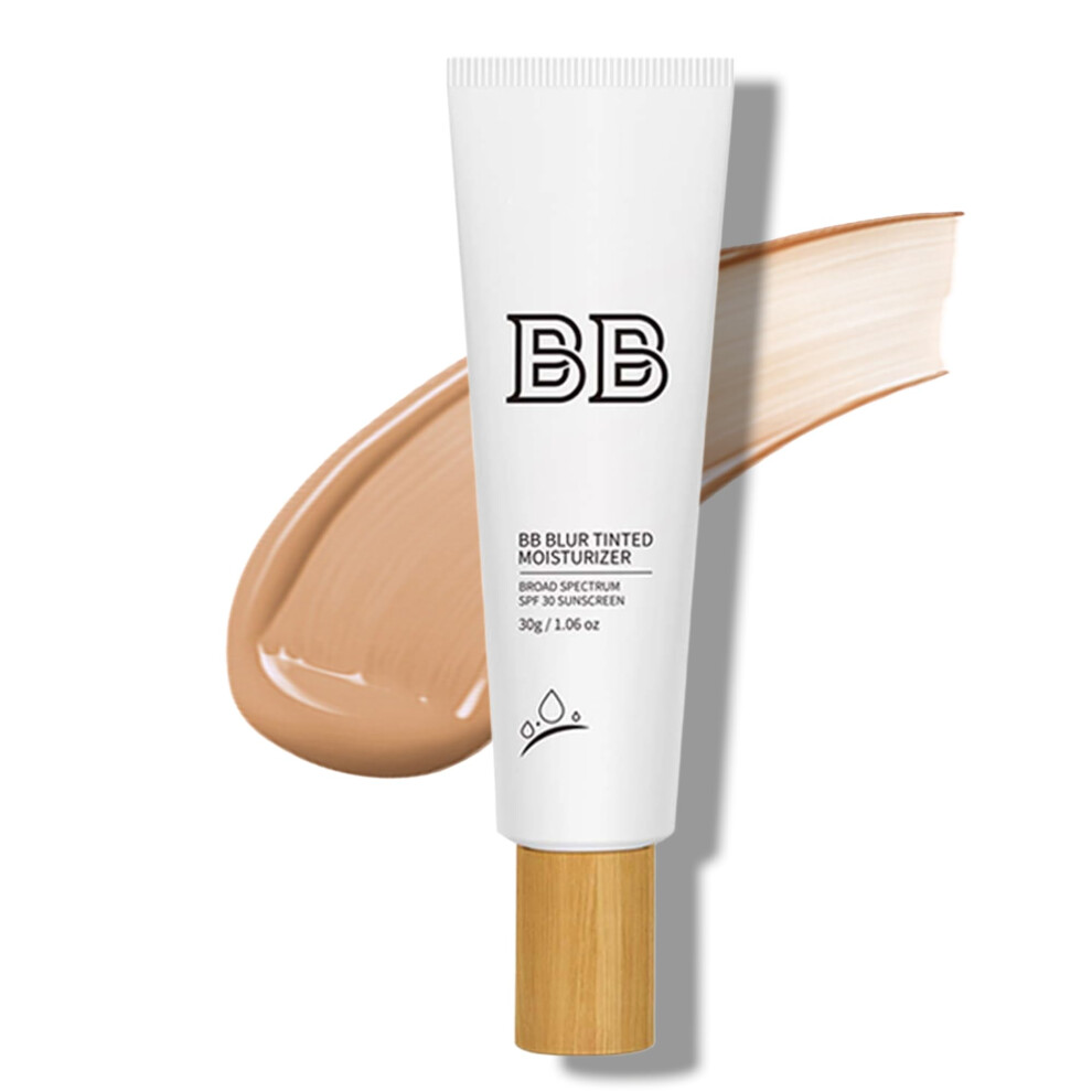 BB Cream with SPF 30 Broad Spectrum, Hydrating 2 in 1 Tinted Moisturizer for Light to Medium Skin, Natural Finish