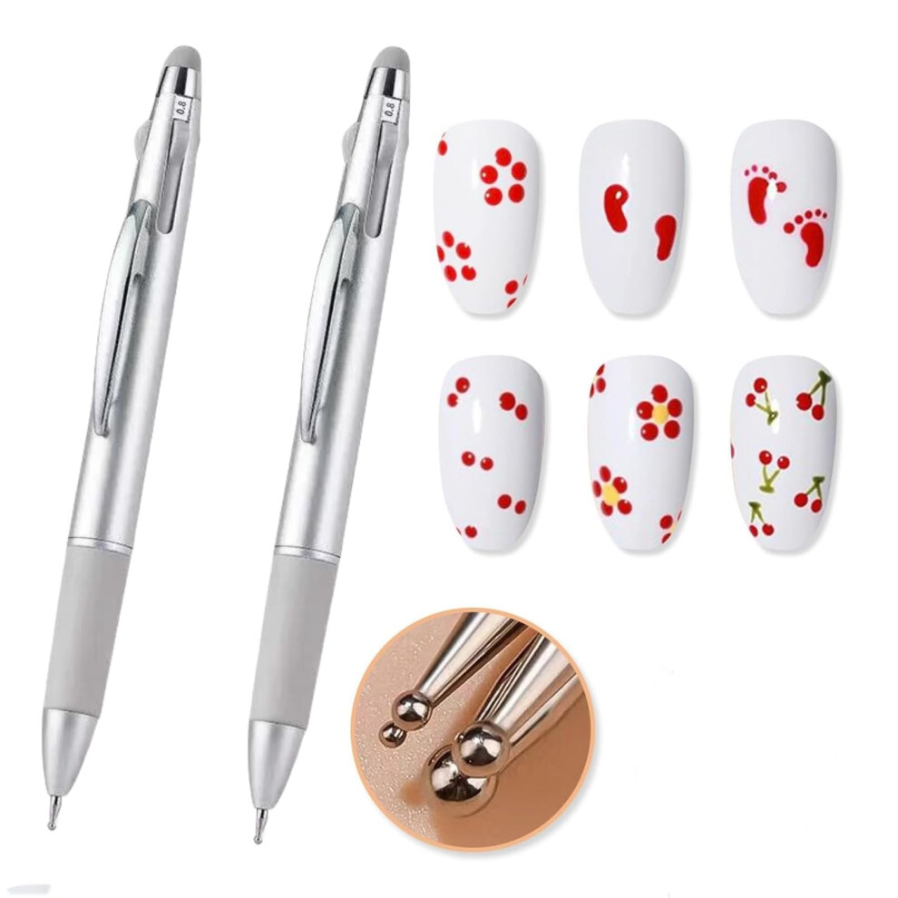 5 in 1 Nail Art Dotting Pen with Wax Picker, MultiSize Tips for Precision Manicure and DIY Crafts