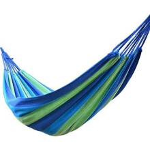 Outdoor Camping Hammock Double Canvas Striped with Carry Bag, Heavy Duty 120kg for Travel
