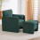 Living And Home Green Chenille Upholstered Armchair with Footstool 2