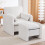 Living And Home White Chenille Upholstered Armchair with Footstool 1