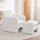 Living And Home White Chenille Upholstered Armchair with Footstool 2