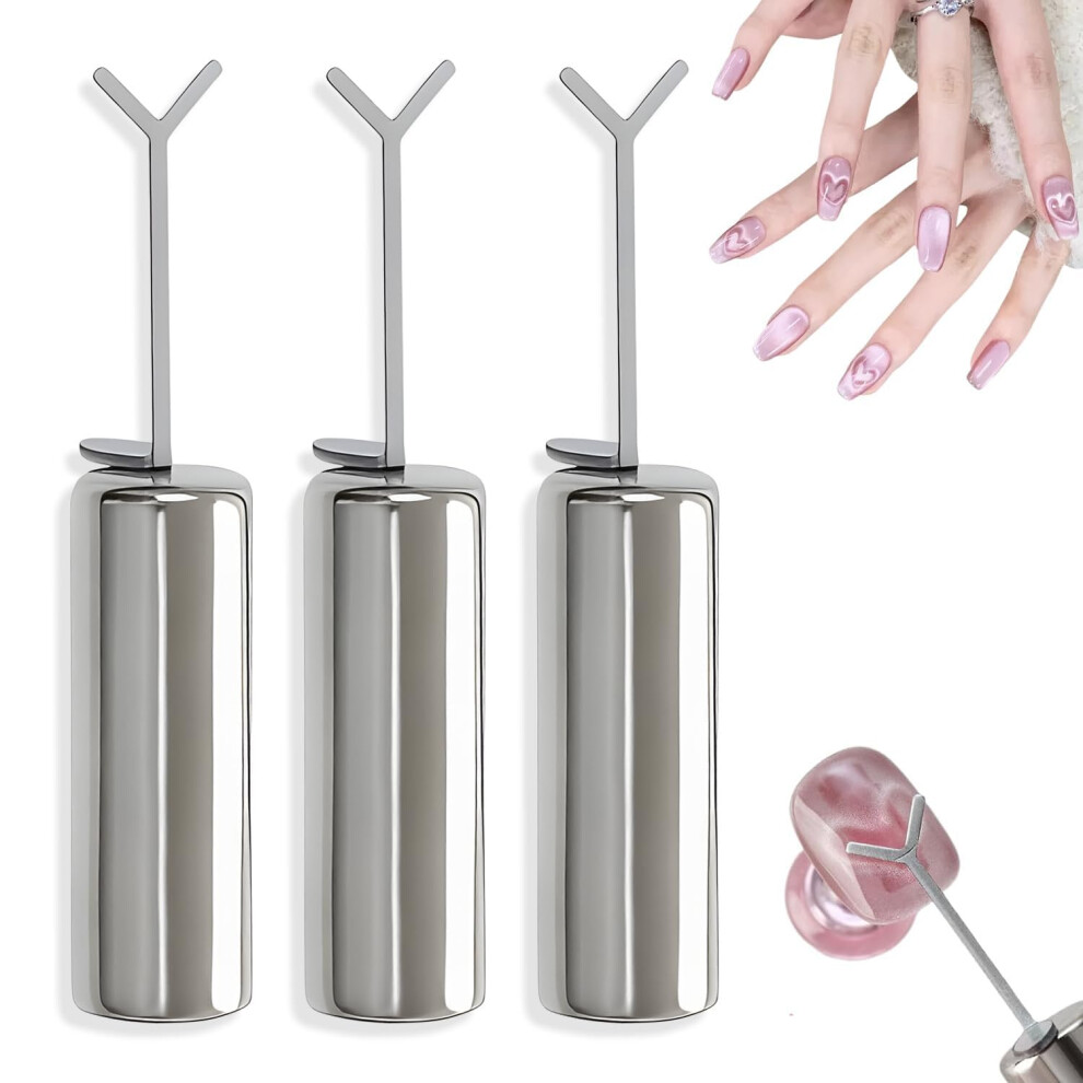 Cat Eye Nail Magnet Set 3pcs for Cat Eye Gel Polish, Heart and YShaped Magnetic Nail Art Tool for Salon and Home Use