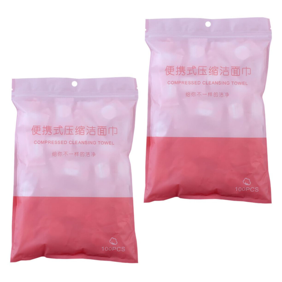 Travel Towel 2 Bags Quick Dry Absorbent Compressed Face Wipes Soft Nonwoven Fluorescentâ