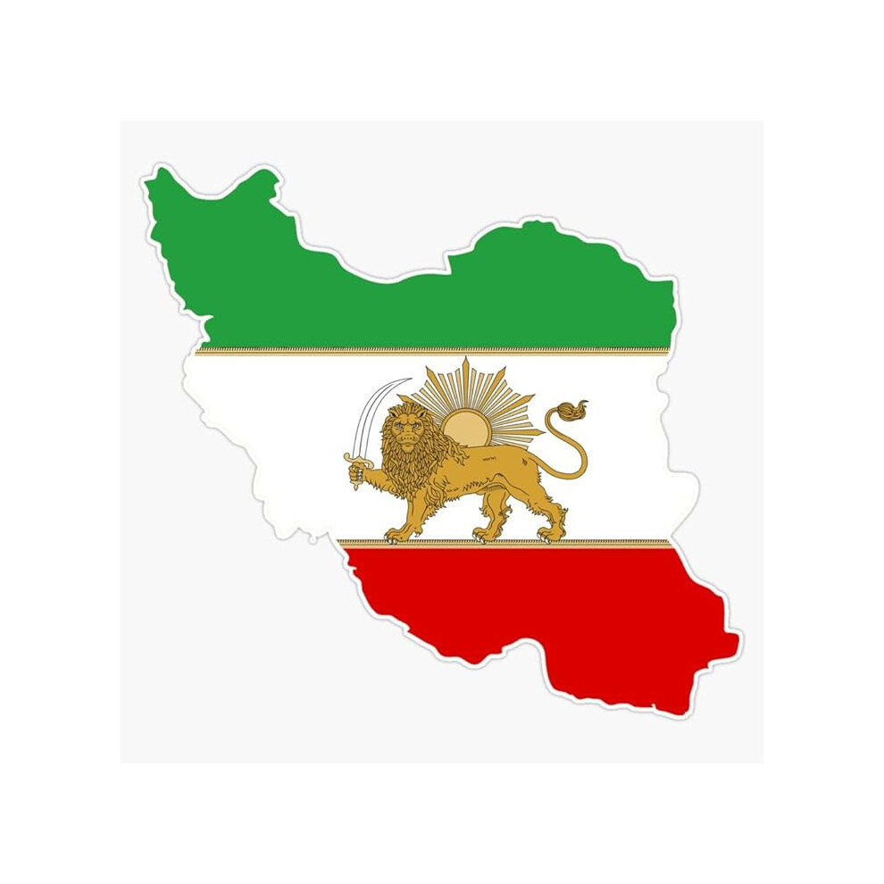 (Red) 5In Iran Map Lions Car Bumperes Sticker Premiums Vinyl Decal For Vehicle Windows Laptops And More Red