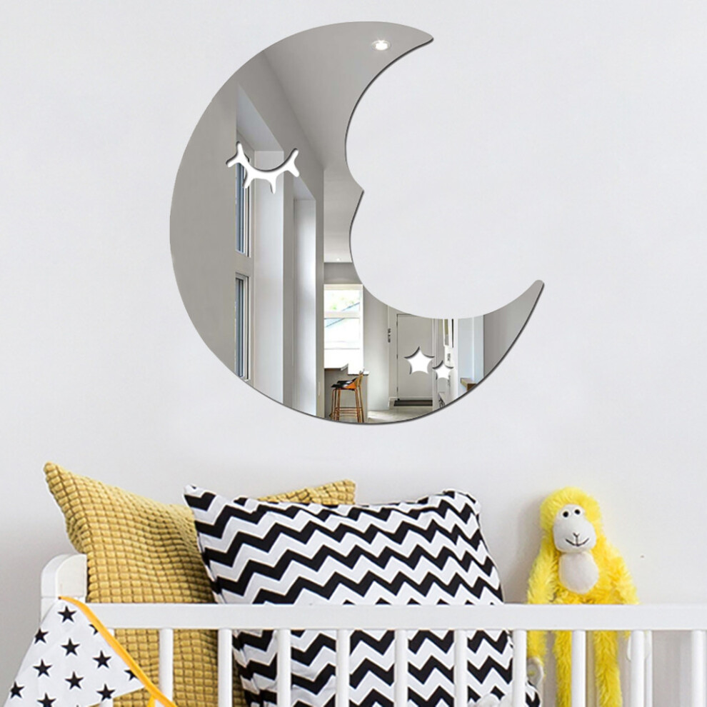 (Silver) Acrylic Mirror Wall Camera Props Wall Decoration A Silver