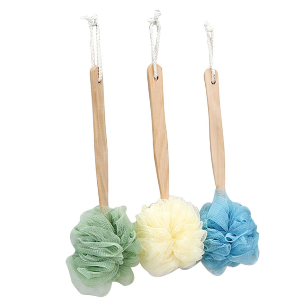 Bath Body Brush Long Handle Wooden Shower Back Scrubber DualSided Exfoliating Spa Tool