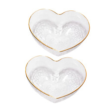2pcs Heart Shaped Glass Dessert Bowls Elegant Fruit Salad Serving for Home and Party Use