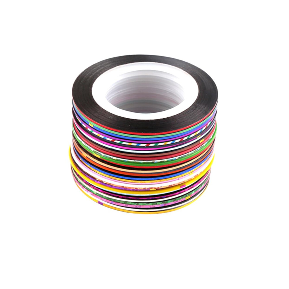 30 Rolls Nail Art Striping Tape Set â Self Adhesive Metallic Nail Line Stickers for DIY SalonStyle Nails