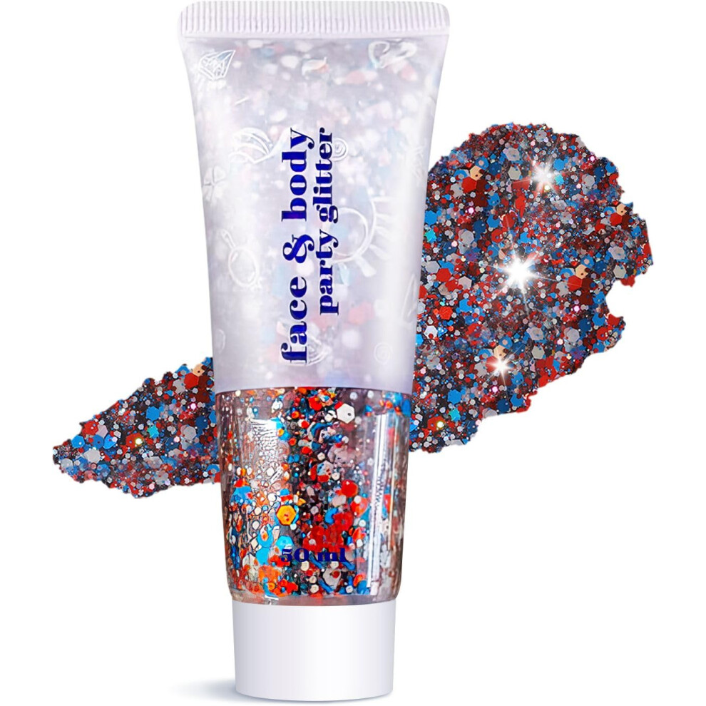 Body Glitter Gel with Multidimensional Shimmer Effect, Longlasting Rainbow Sparkle for Face Hair and Nails