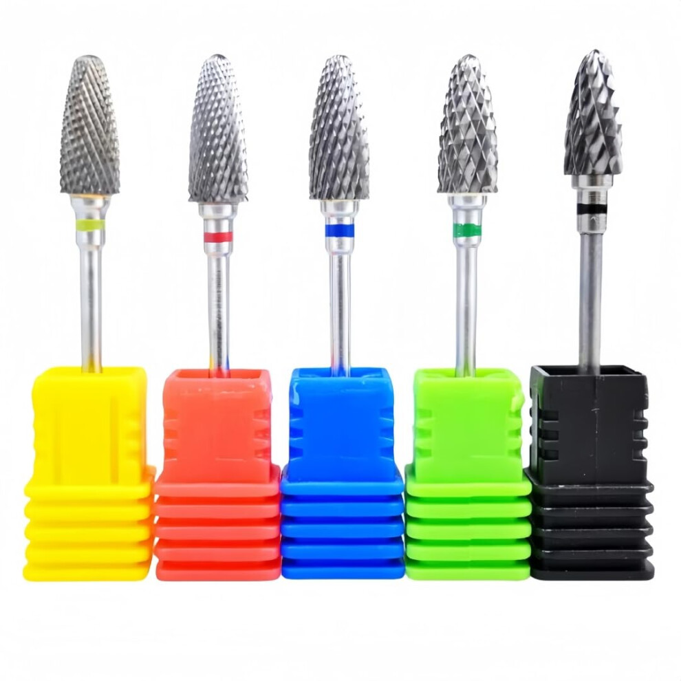 5pcs Tungsten Carbide Nail Drill Bits Set 2.35mm Shank, Durability Cutting for Manicure Pedicure