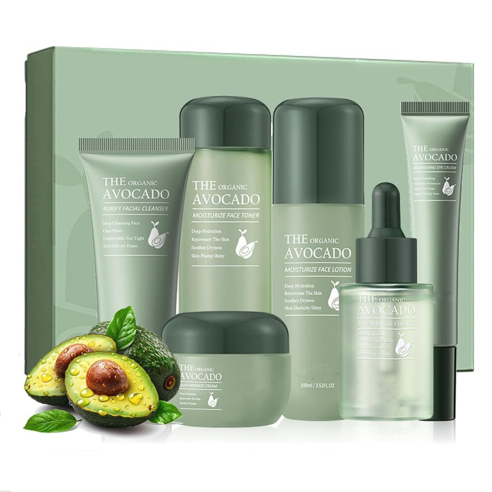 Cream 6 In 1 Skin Care Set With Facial Cleanser Toner Serum Moisturizer Eye For Hydrating Antiaging Glowing Skin