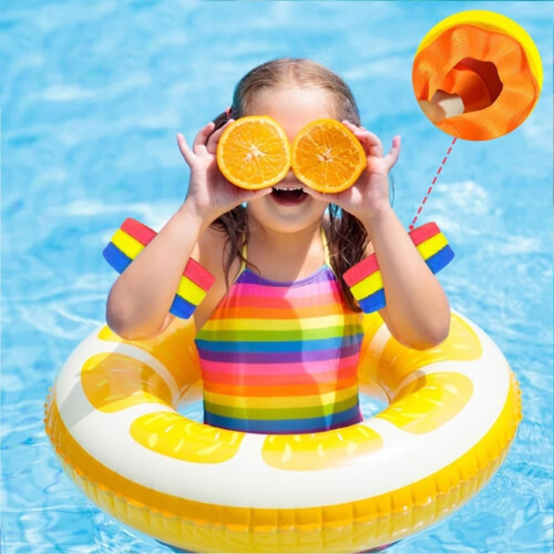 Kids Swim Arm Floats with Enhanced Buoyancy Support, Adjustable Fit, Durable PVC, MultiColor Green 2