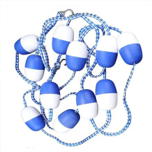 Swimming Pool Safety Rope with Floats 10m Blue White, Durable Nylon Pool Divider with Stainless Hooks