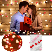 (A) Valentines Day Decor Valentines Day Heart Lights Red White Valentines Decor String Lights Romantic Valentines