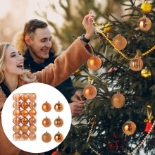 (Orange) 36PCS Christmas Xmas Tree Bauble Hanging Home Party Ornament Decor 6CM
