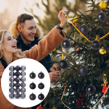 (Black) 36PCS Christmas Xmas Tree Bauble Hanging Home Party Ornament Decor 6CM