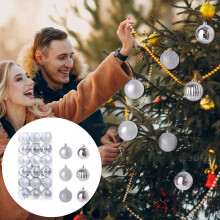 (Silver) 36PCS Christmas Xmas Tree Bauble Hanging Home Party Ornament Decor 6CM