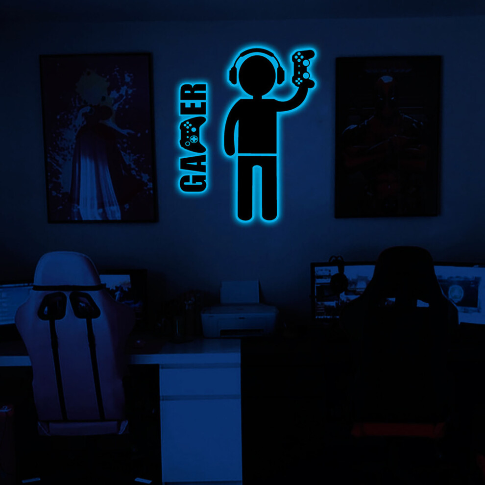 (A) Luminous Game Wall Sticker For Wall Stickers - Gamepad - Game Poster Mural For Dancing Nursery Boys Room PVC Bedroom Family Kids Decal Playroom