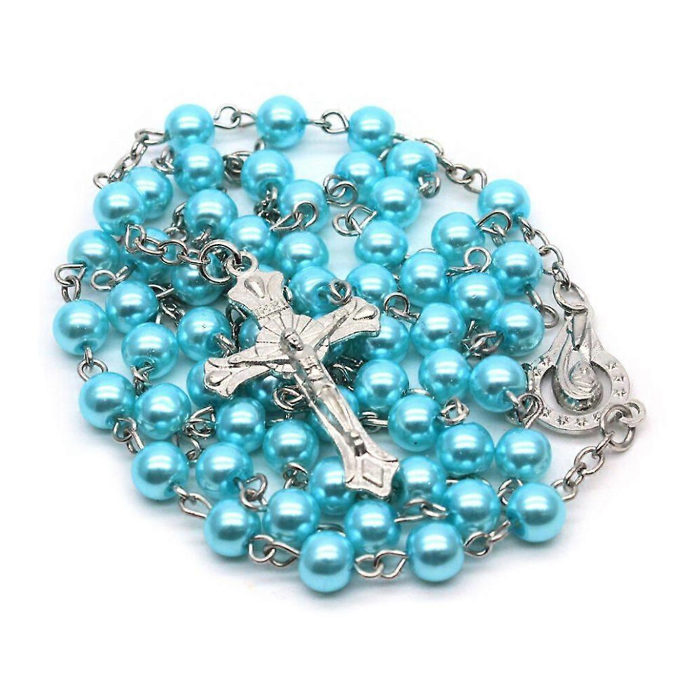(As Show, Pink) Cross-Necklace Catholic Chain Rosary Necklace Medal-And Crucifix Pendant Chain 5213747854637