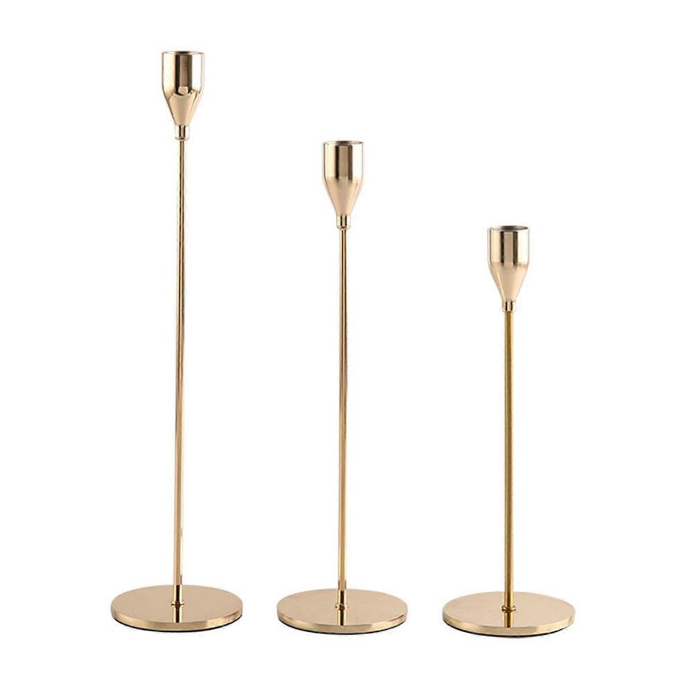 (As Show, One Size) Luxury Metal Candle Holders Set Of 3 Pillar Table Centerpiece Candle Holder 3364096772362