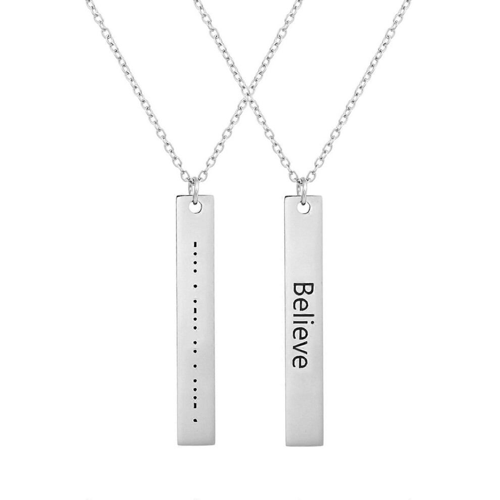 (As Show, A) Vertical Morse Code Bar Necklace Personalized Coordinate Bar Necklace Engrave 5213747859175