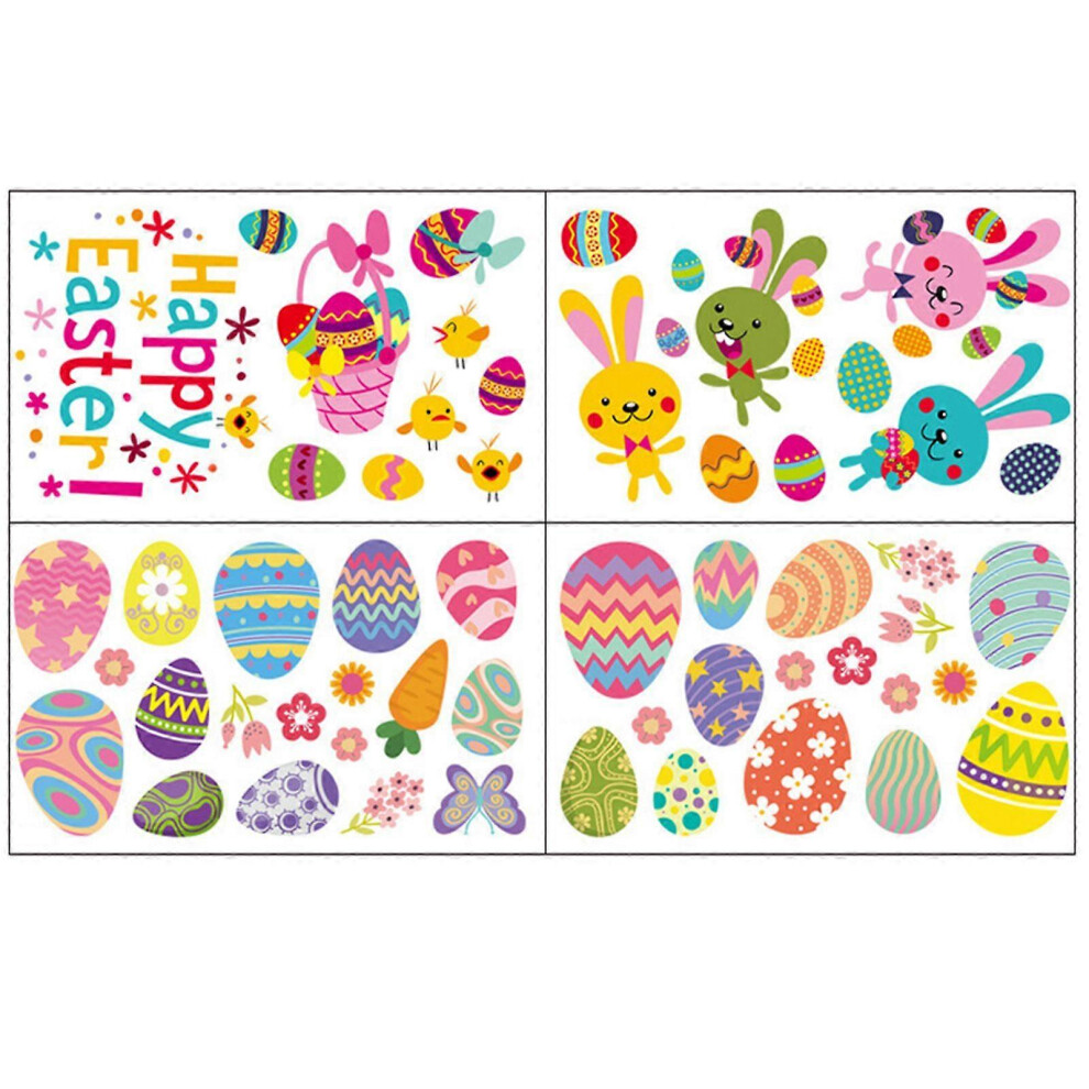 (As Show, A) Happy Easter Window Stickers Set Colorful Bunny Rabbit Eggs Wall Sticker Glass Static Clings Decals Home Decorations 5213747862762