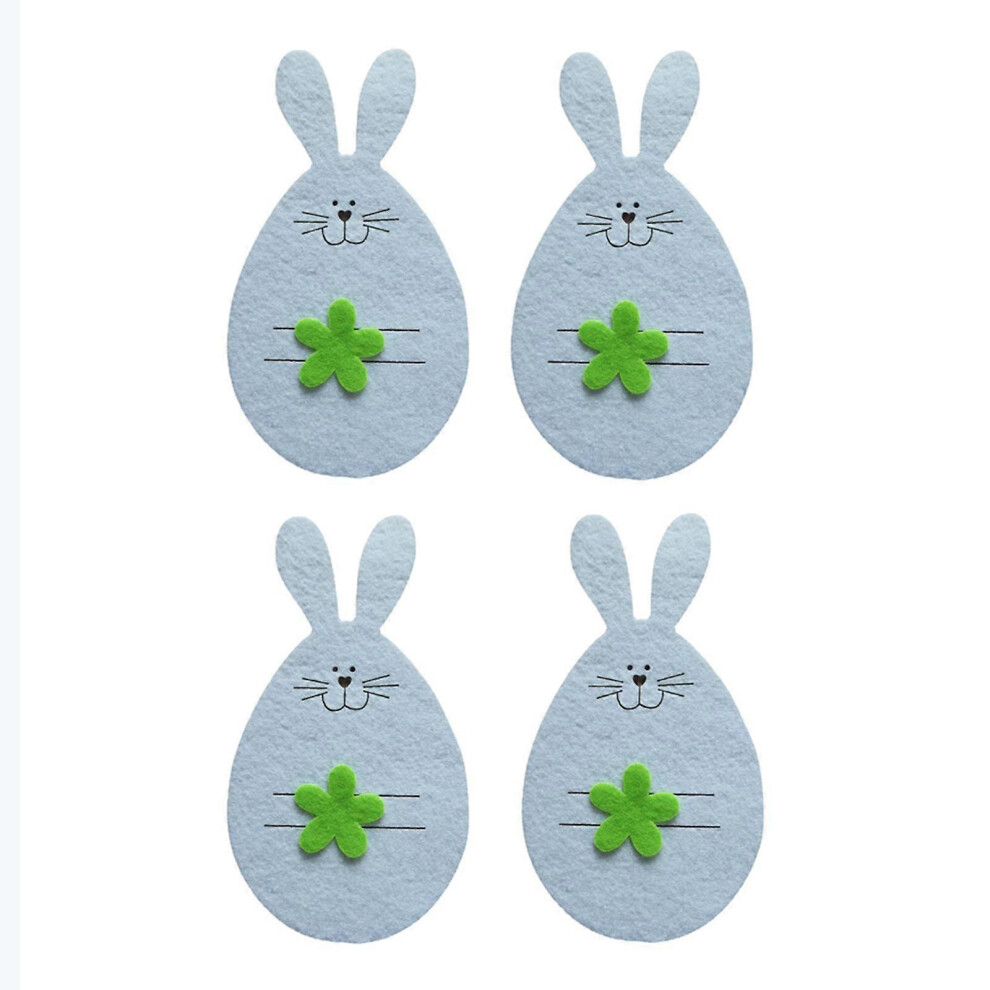 (As Show, Yellow) 4Pcs Easter Bunny Cutlery Storage Bag Pocket Fork Knife Cutlery Holder Tableware 3242242626526