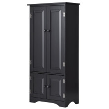 Midiskab, sideskab, highboard, højskab, træ, sort, 59 x 32 x 123 cm